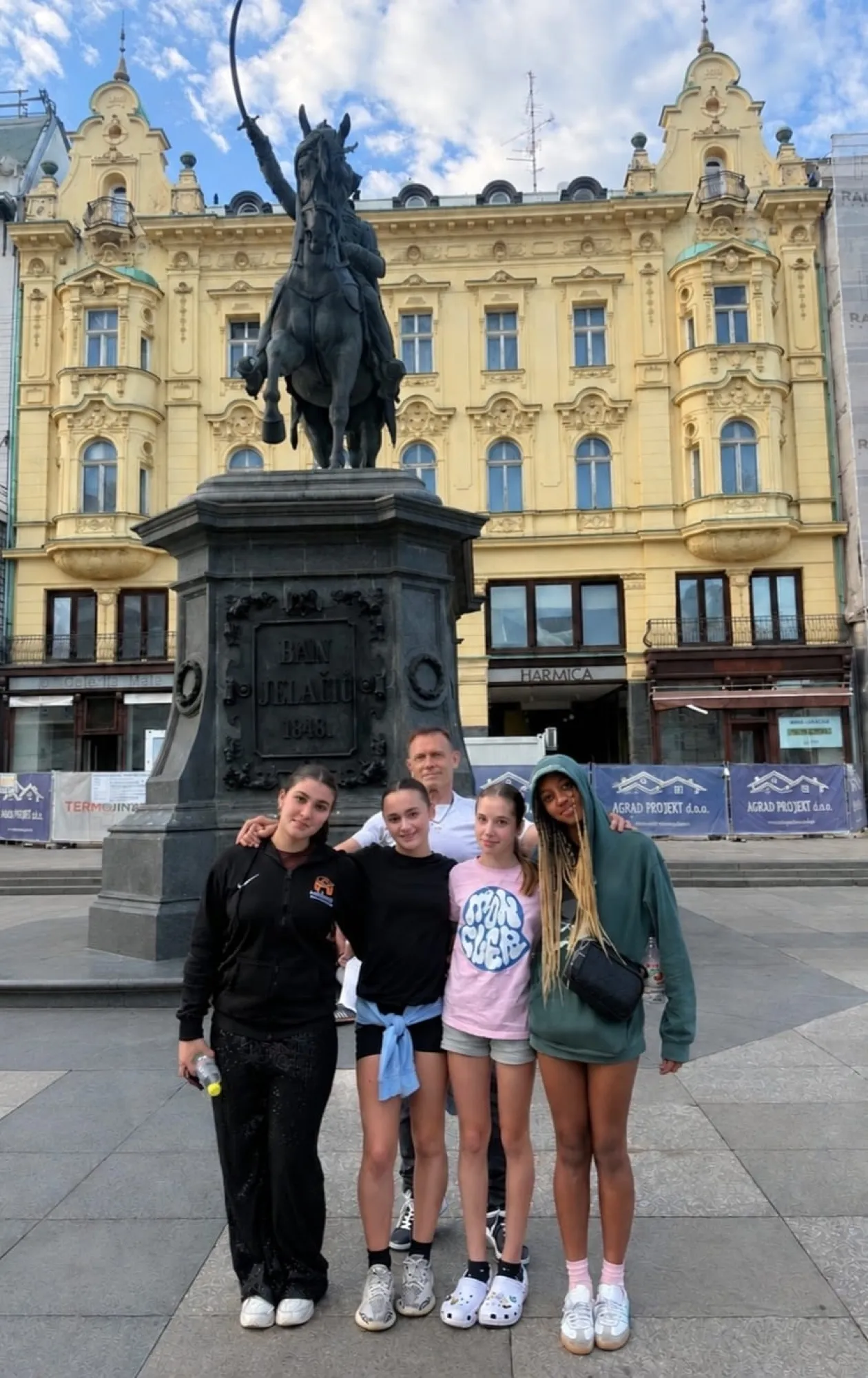 Group in a Croatian town square